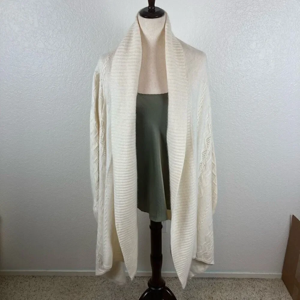 Jones New York Signature women’s 1X angora blend cream knit cardigan sweater NEW